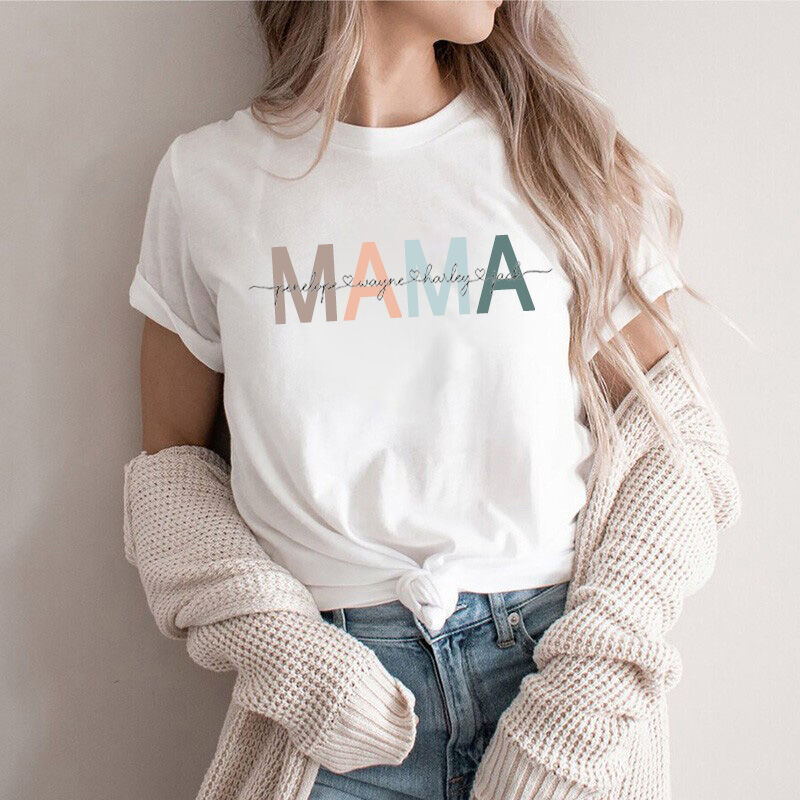 Personalized T-shirt Mama with Custom Name for Mother&