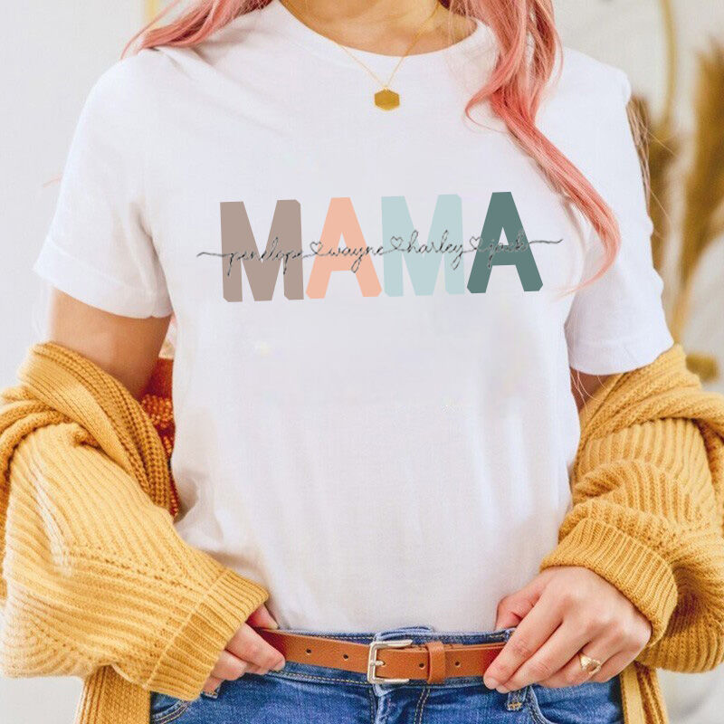 Personalized T-shirt Mama with Custom Name for Mother&