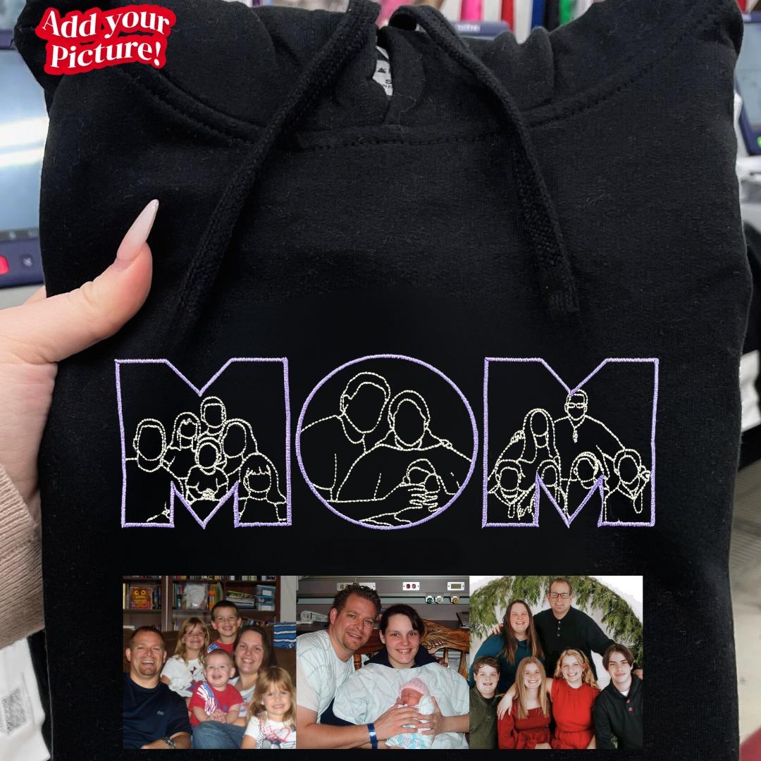 Custom Embroidered "MOM" Photo Portrait Sweatshirt | Mother&