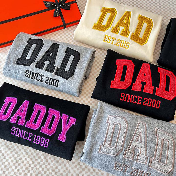 Custom Embroidered Glitter Vinyl DAD Sweatshirt | Gift For Dad & Grandpa