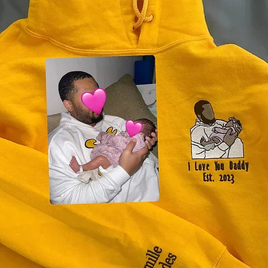 Custom Embroidered Photo Portrait Sweatshirt For papà,papá,pai
