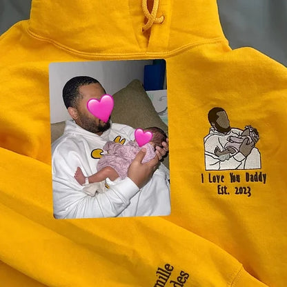 Custom Embroidered Photo Portrait Sweatshirt For papà, papá, dad