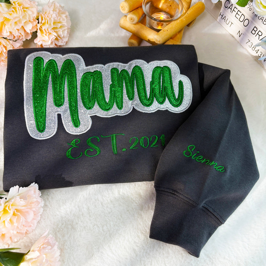 Custom Glitter Mama/Grandma Applique Sweatshirt /Hoodie | Mother&