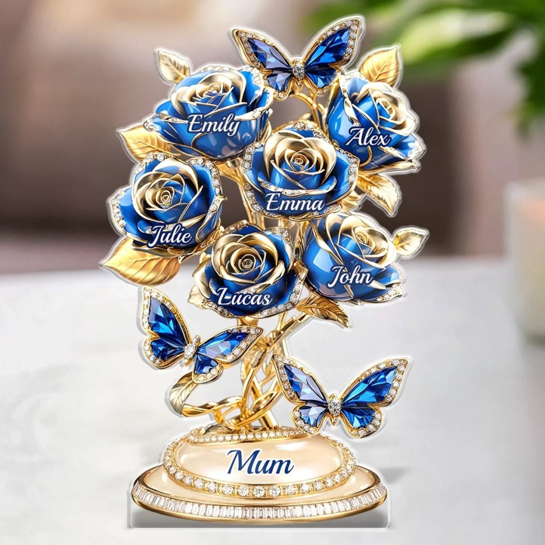 Custom  "Forever Written In Petals" Acrylic Plaque - Personalized Mother&