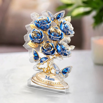 Custom  "Forever Written In Petals" Acrylic Plaque - Personalized Mother&