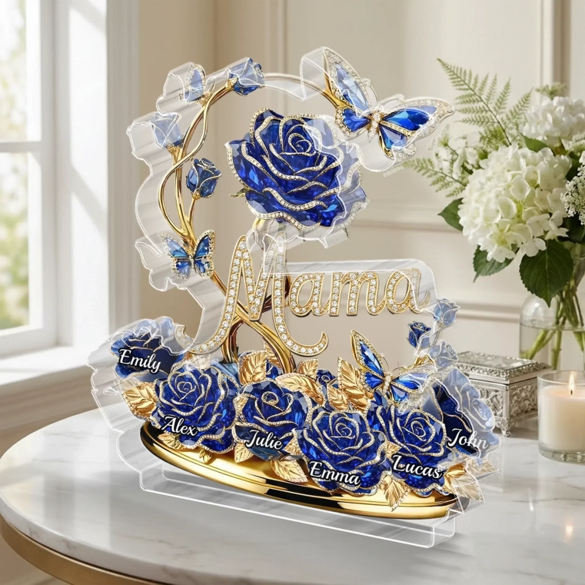 Custom Flower Acrylic Plaque - Personalized Mother&
