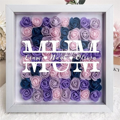 Custom Personalized Mum Flower Shadow Box With Kids Name | Mother’s Day gift