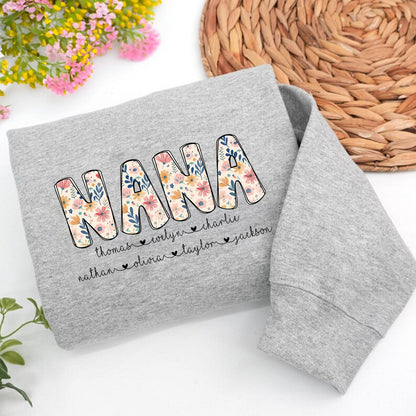 Personalized Nana Sweatshirt with Grandkids&