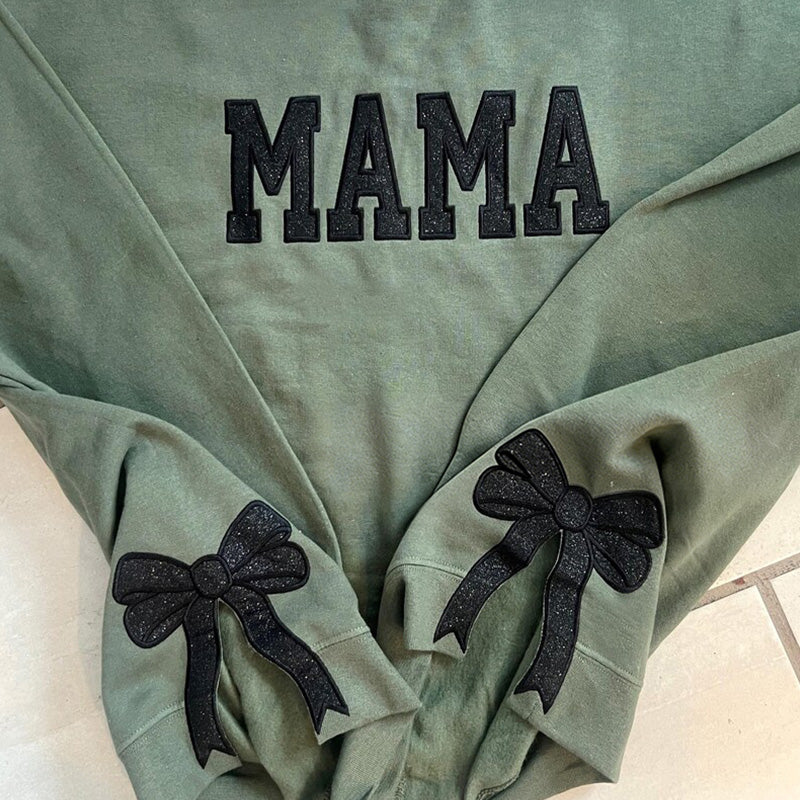 Custom Viral Side Bow Glitter MAMA Sweatshirt | Mother&
