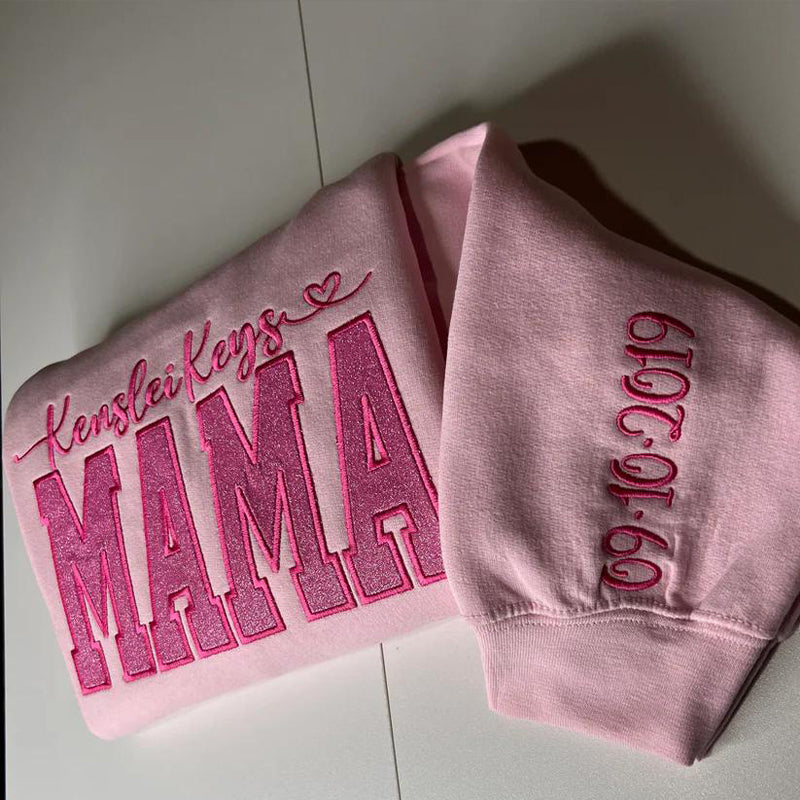 Custom Mama Glitter Embroidered Sweatshirt With Loving Children‘s Name | Mother&