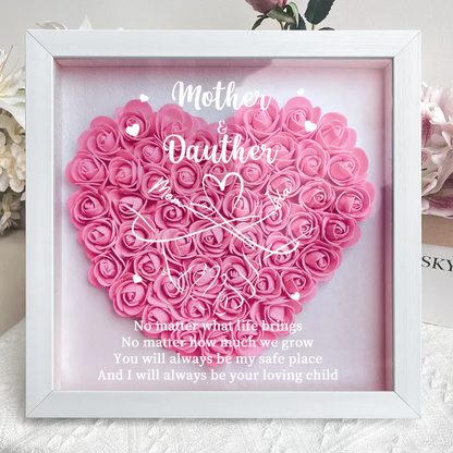 Personalized Flower Shadow Box, mother and daughter hand by hand- Mother's Day Gift