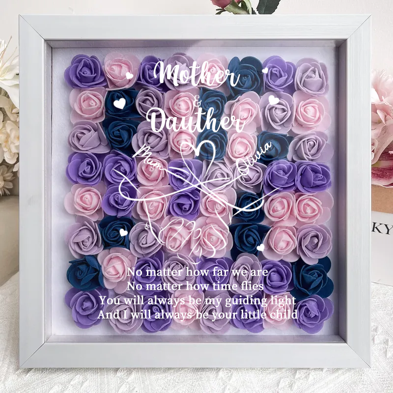 Personalized Flower Shadow Box, mother and daughter hand by hand- Mother&