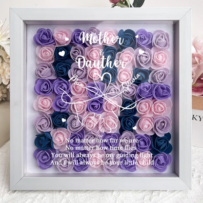 Personalized Flower Shadow Box, mother and daughter hand by hand- Mother's Day Gift