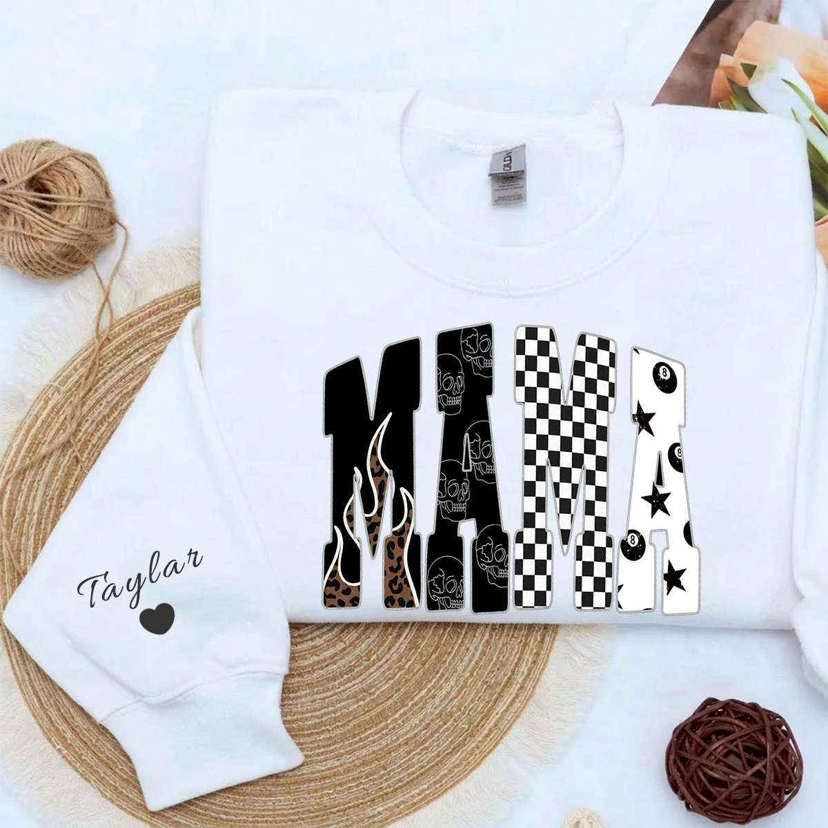 Custom Edgy Mama Crew Sweatshirt Western Clothing | Mother&