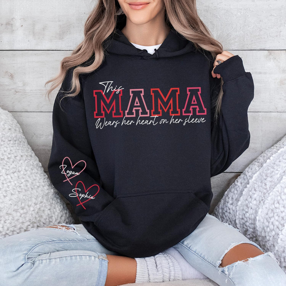 Wear Your Heart on Your Sleeve – Personalized Mama Sweatshirt with Kids’ Names