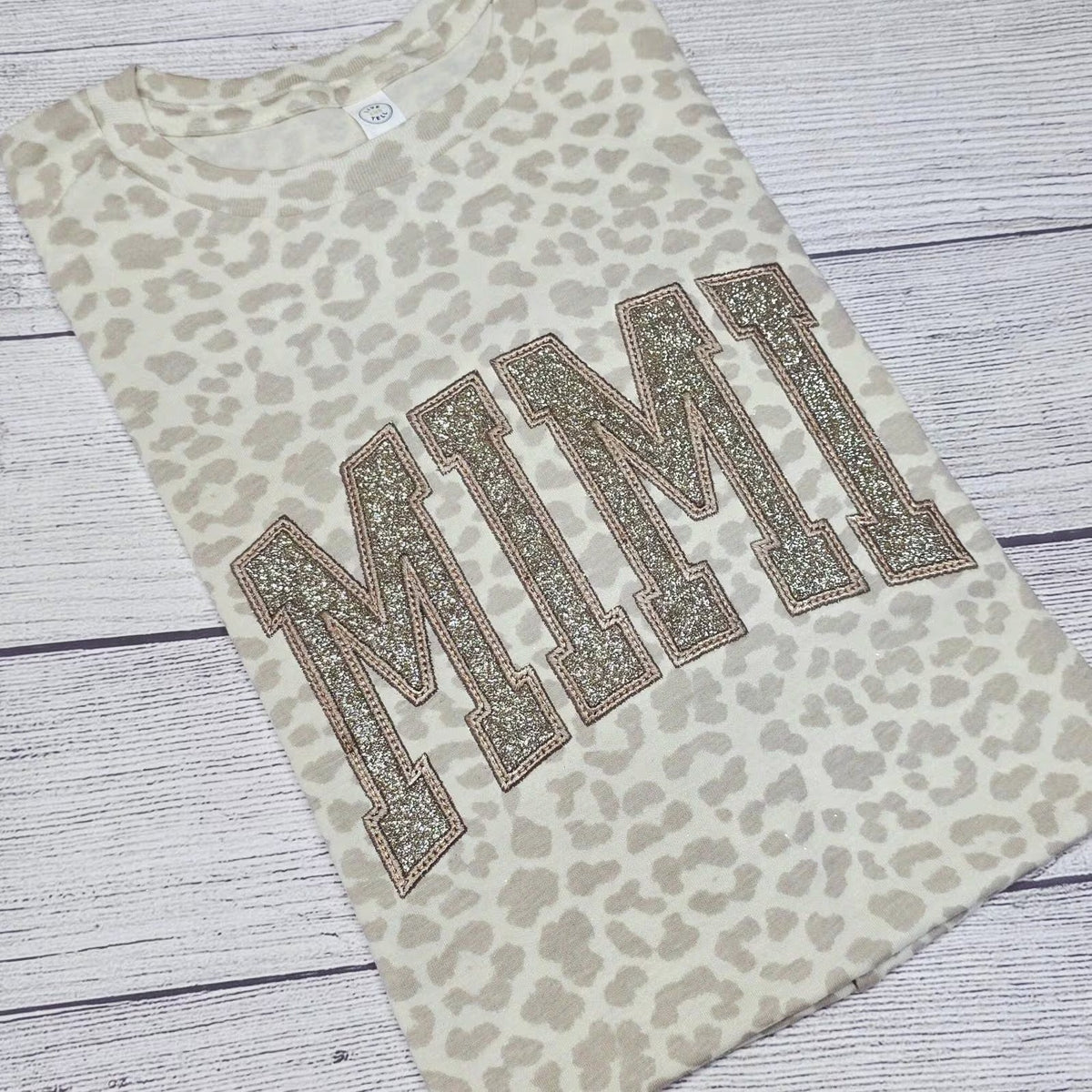 Custom Embroidered Leopard Mama Shirt Black Glitter Monochromatic Tee Mothers Day Gift for Mom
