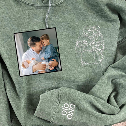 Custom Embroidered Photo Portrait Sweatshirt Gift for papà,papá,pai