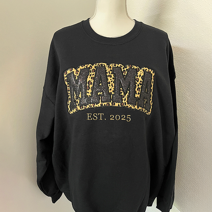 Custom Leopard Glitter Embroidered Sweatshirt/Hoodie | Gift For MAMA