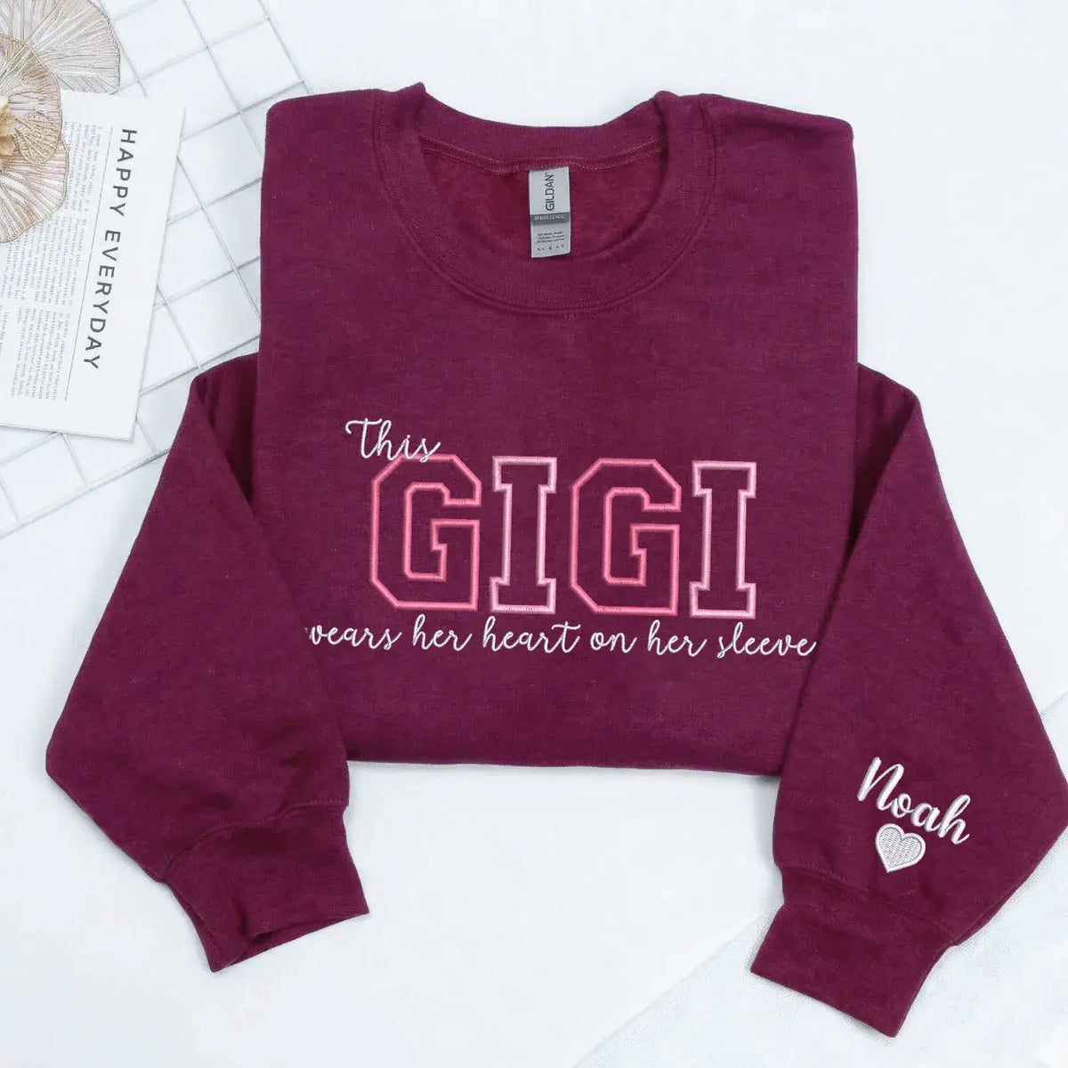 Custom Embroidered This Gigi Wears Her Heart on Her Sleeve Sweatshirt | Mother&