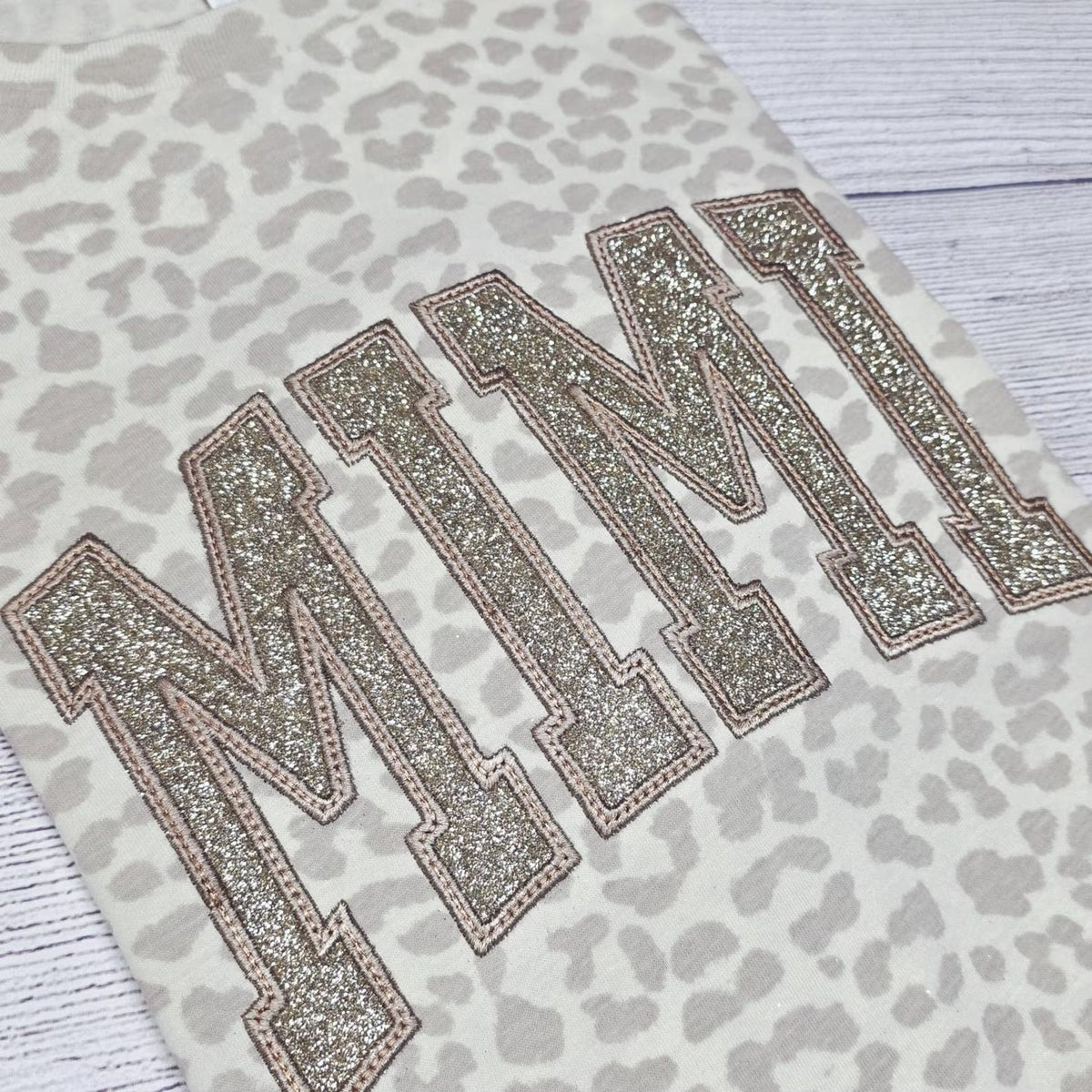 Custom Embroidered Leopard Mama Shirt Black Glitter Monochromatic Tee Mothers Day Gift for Mom