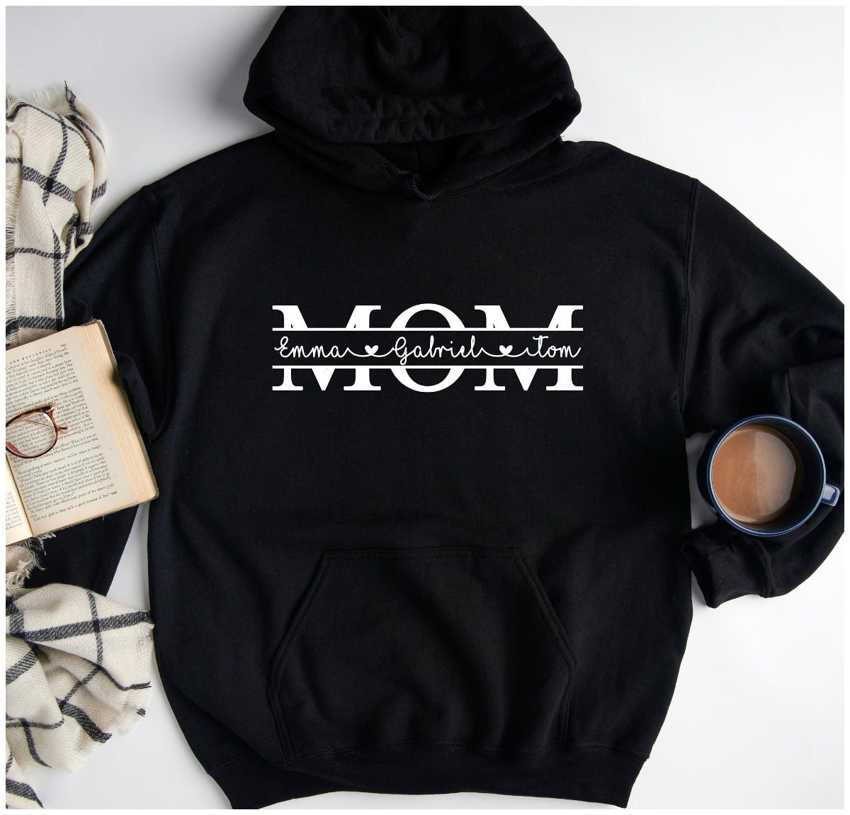Custom Mama Print Hoodie, Mom Hoodie With Kids Names, Mother&