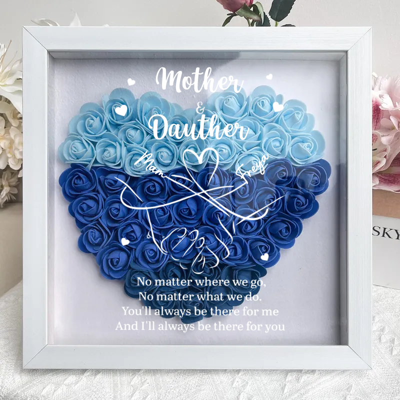 Personalized Flower Shadow Box, mother and daughter hand by hand- Mother&