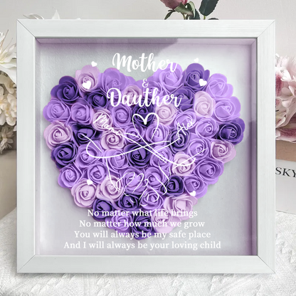 Personalized Flower Shadow Box, mother and daughter hand by hand- Mother's Day Gift