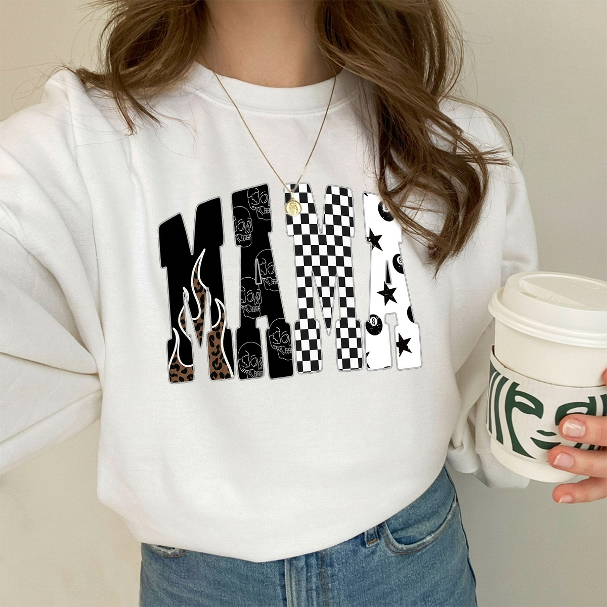 Custom Edgy Mama Crew Sweatshirt Western Clothing | Mother&