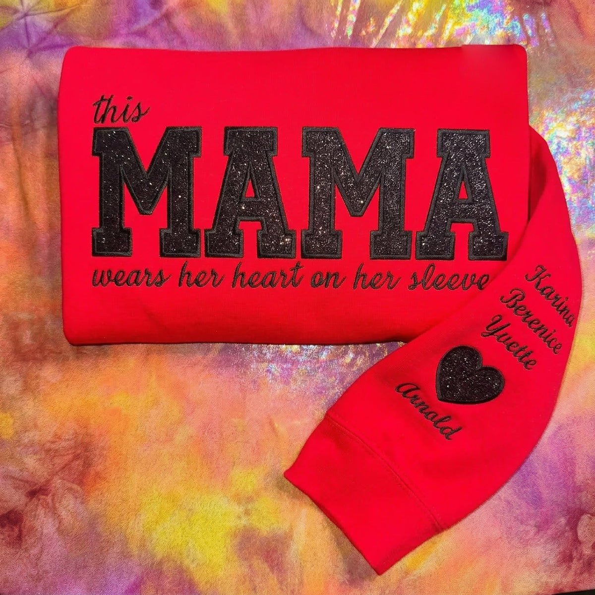 Custom Mama Sequin Embroidered Sweatshirt with Kids&
