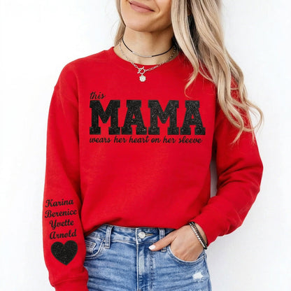 Custom Mama Sequin Embroidered Sweatshirt with Kids&