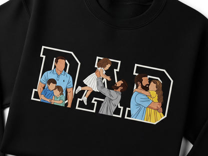 Custom Photo Portrait Embroidery Sweatshirt T-shirt Father&