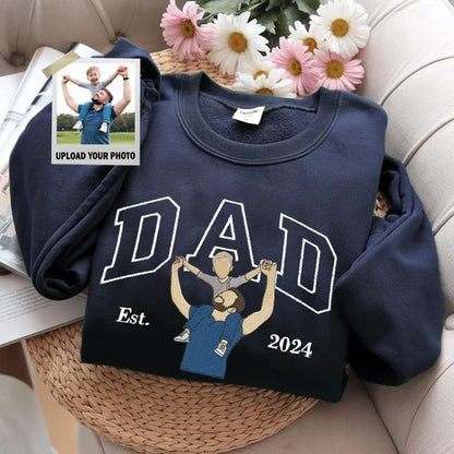 Custom Embroidered Dad Sweatshirt with Photo,Gift for Dad from Mom