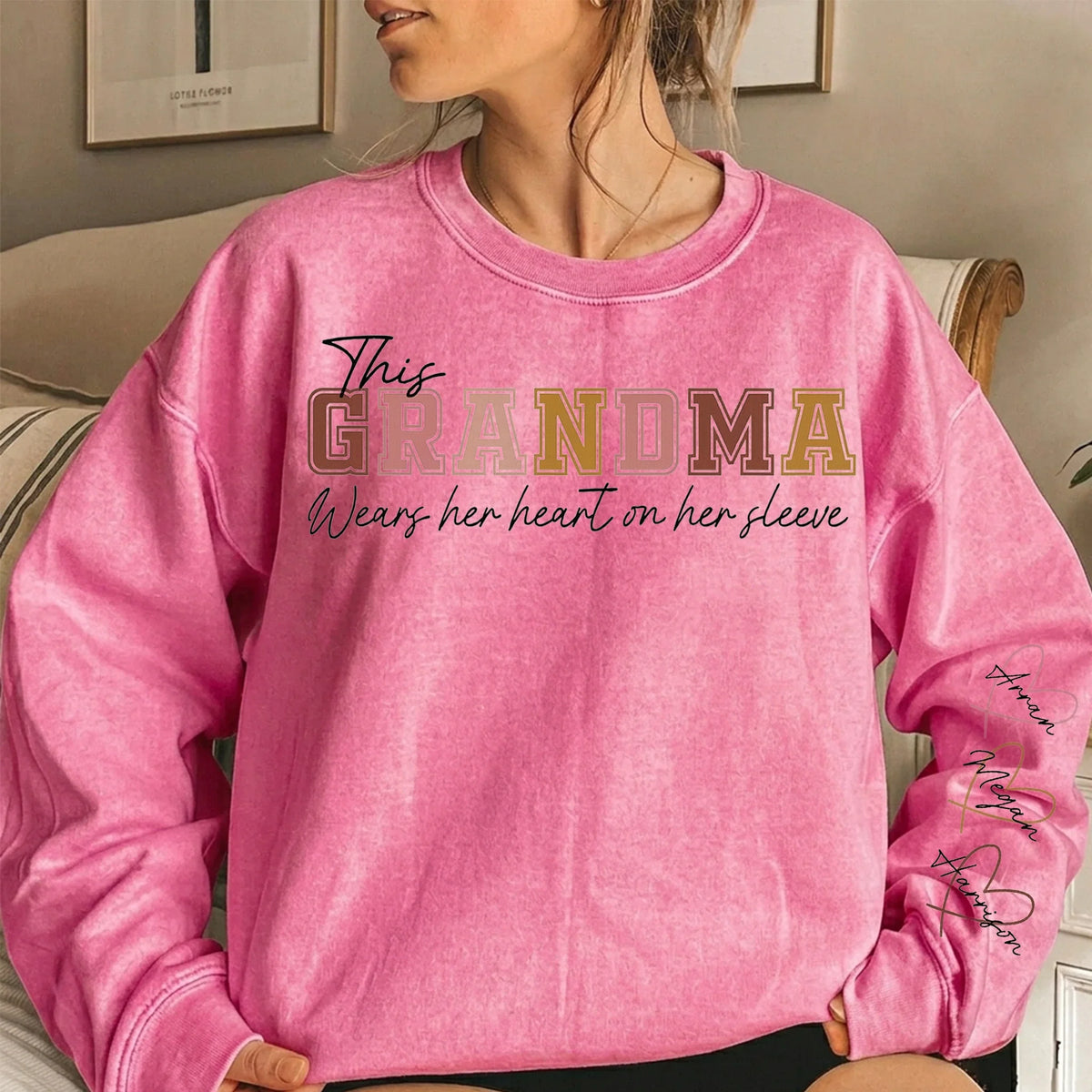 Wear Your Heart on Your Sleeve – Personalized Mama Washed Sweatshirt with Kids’ Names