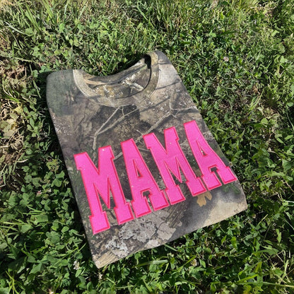 Personalized Camo Glitter Text Mama Shirt Custom Name Hunting Gift for Mom Mothers Day Apparel