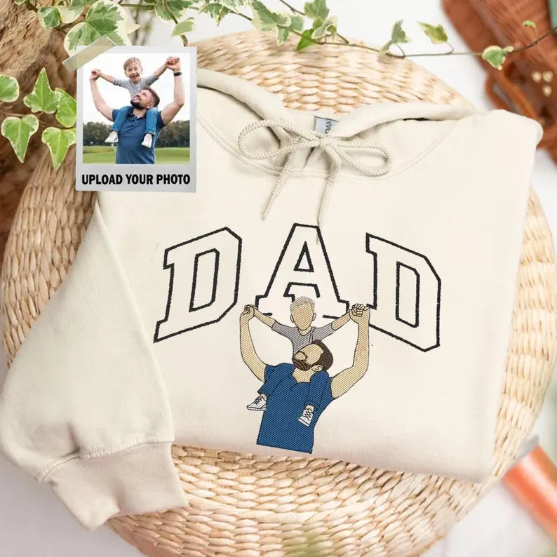 Custom Embroidered Dad Sweatshirt with Photo,Gift for Dad from Mom
