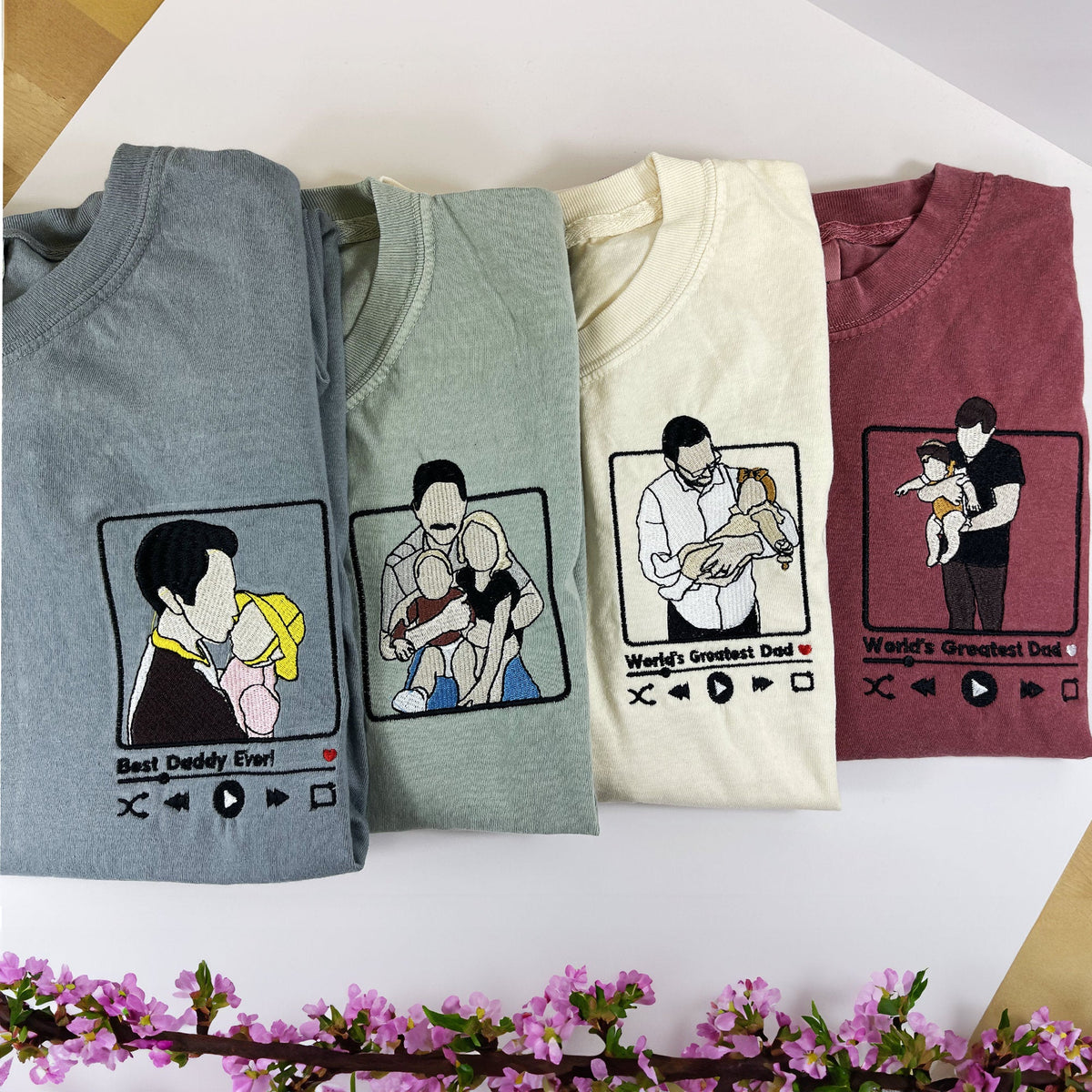 Custom Embroidered Photo Portrait Sweatshirt For papà,papá,pai