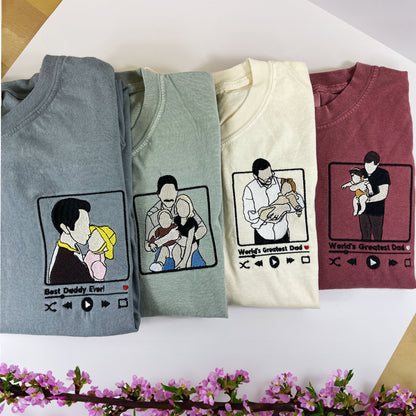 Custom Embroidered Photo Portrait Sweatshirt For papà,papá,pai