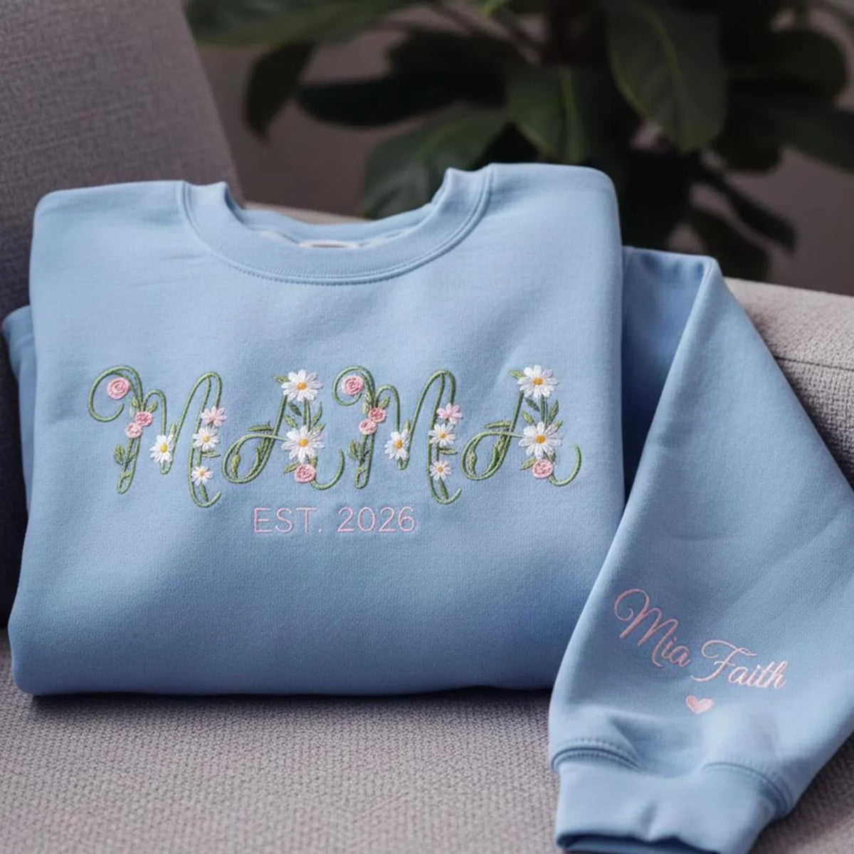 Custom Floral Mama Embroidered Sweatshirt | Mother&