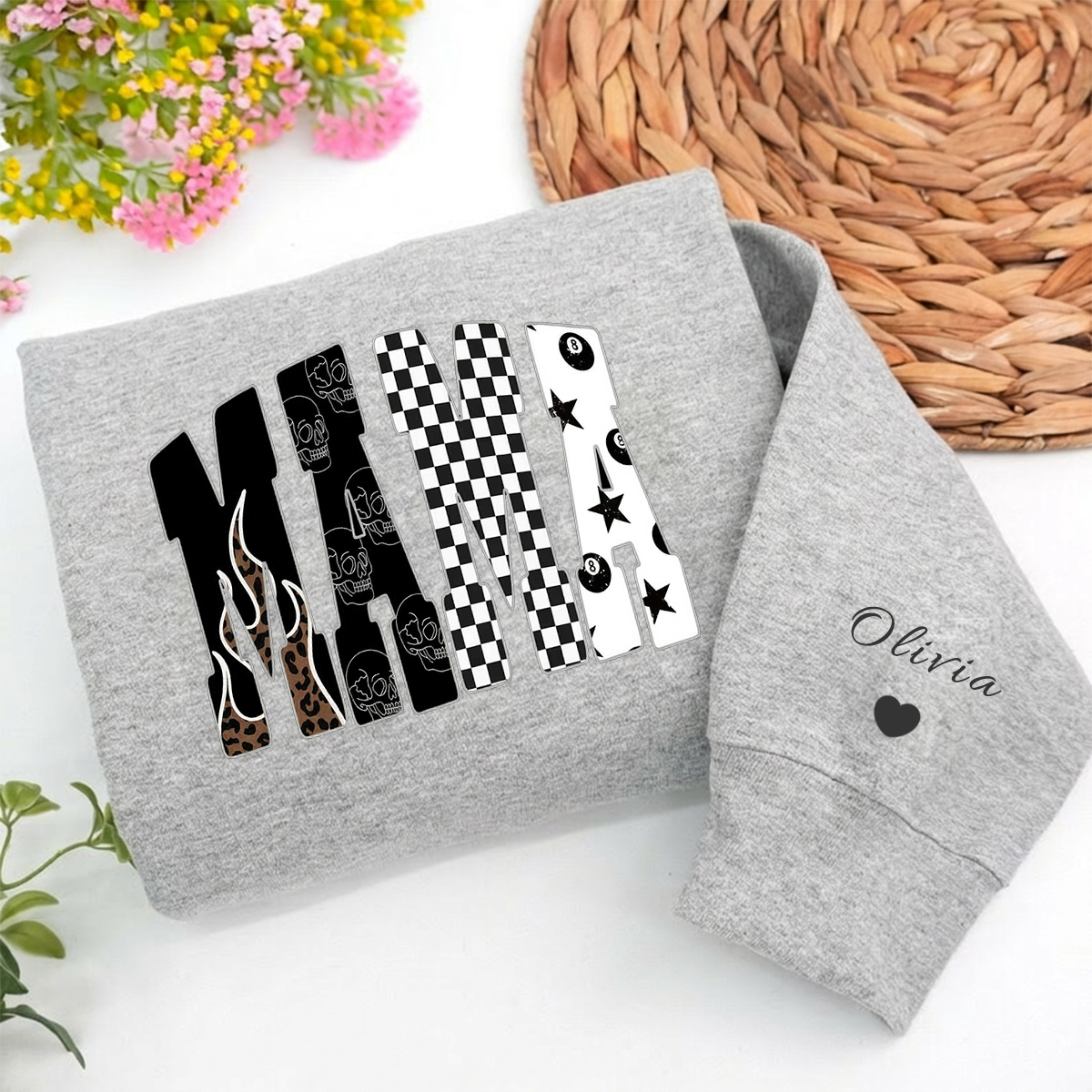 Custom Edgy Mama Crew Sweatshirt Western Clothing | Mother&