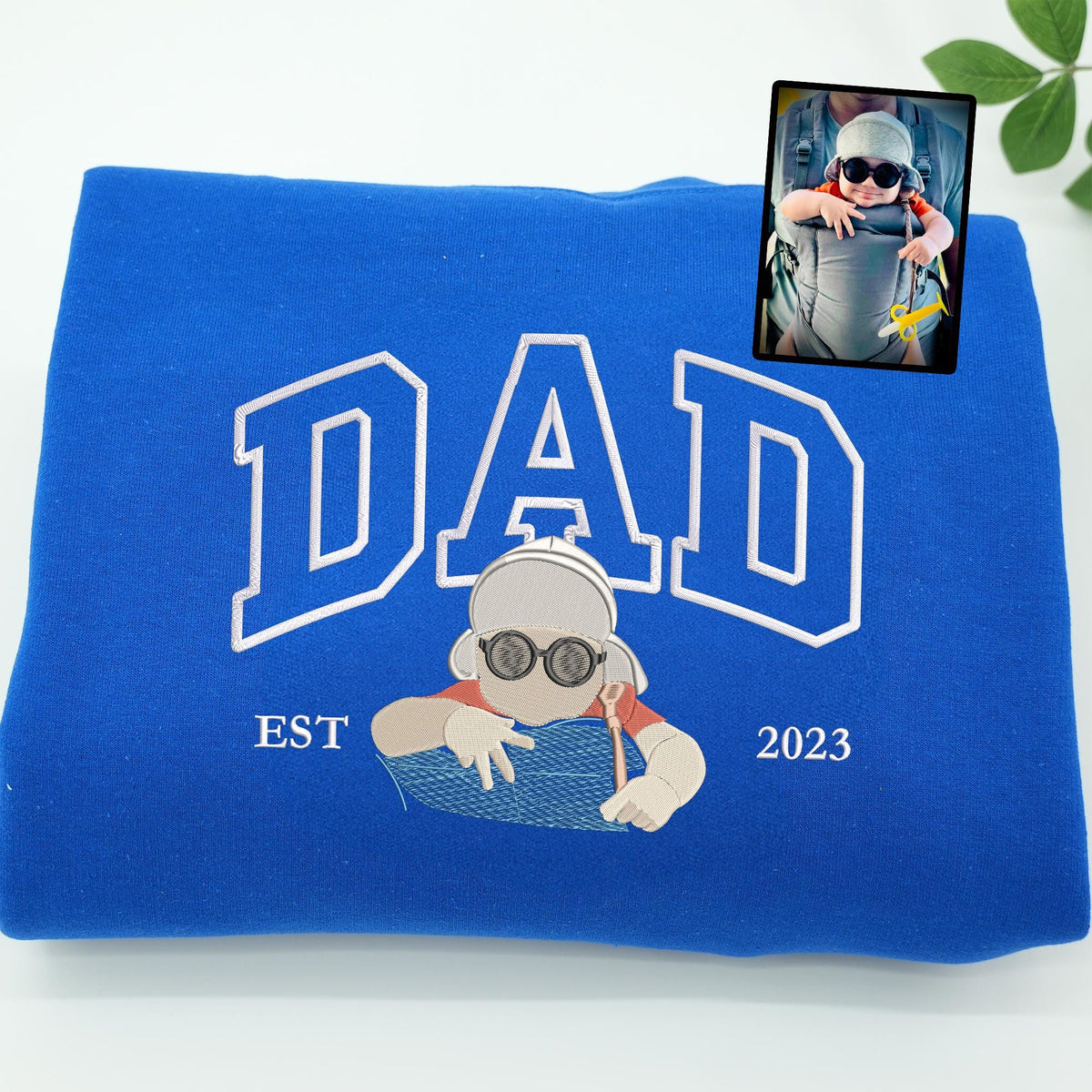 Custom Embroidered Dad Sweatshirt with Photo,Gift for Dad from Mom
