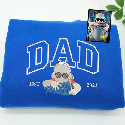 Custom Embroidered Dad Sweatshirt with Photo,Gift for Dad from Mom
