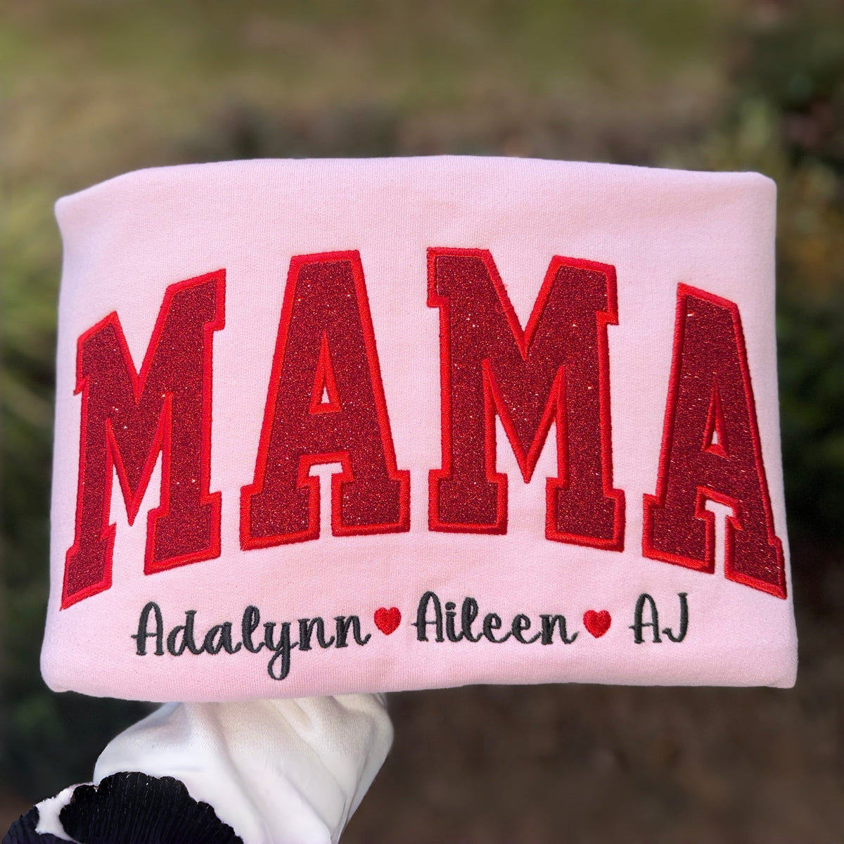 Custom Glitter Embroidered Mama and Babies Sweatshirt | Mother&