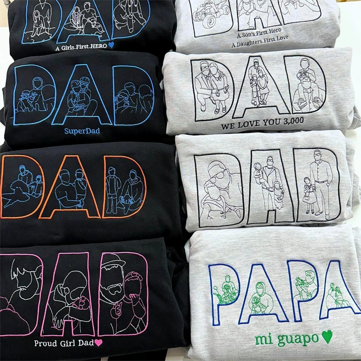 Custom Papa,Dad Ever -Embroidered Sweatshirt For Father&