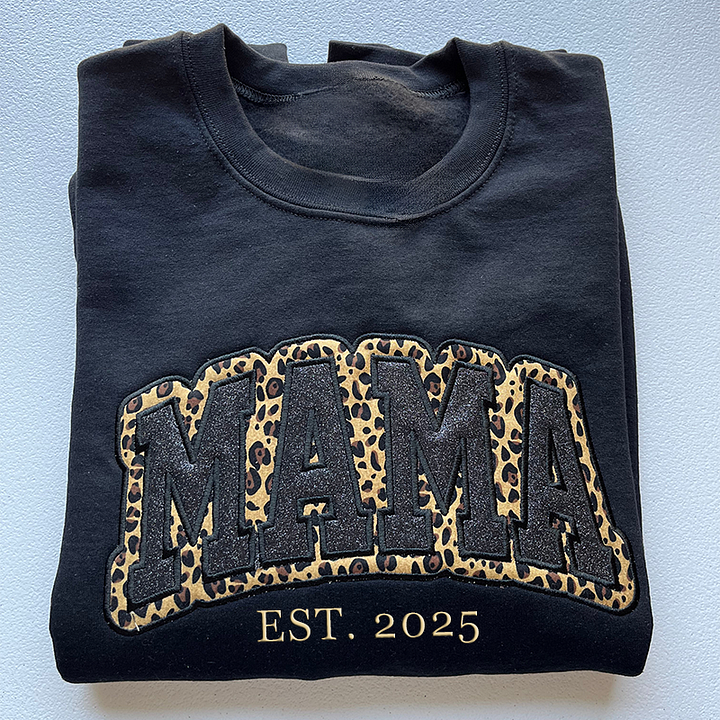 Custom Leopard Glitter Embroidered Sweatshirt/Hoodie | Gift For MAMA