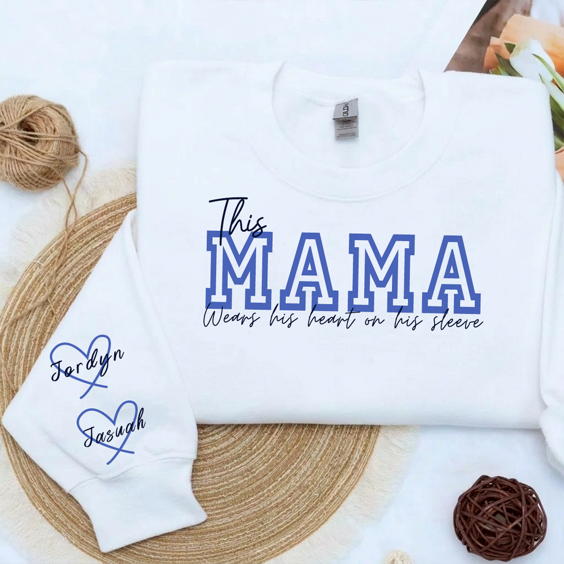 Wear Your Heart on Your Sleeve – Personalized Print Mama Sweatshirt with Kids’ Names | for Mom Mother&