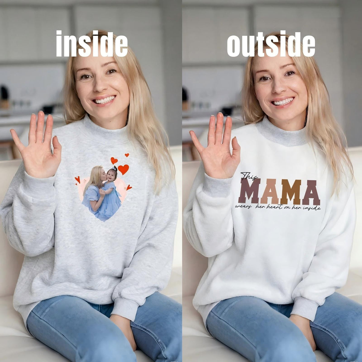 Wear Your Heart on the Inside – Custom Mama Reversible Sweatshirt |Mother&