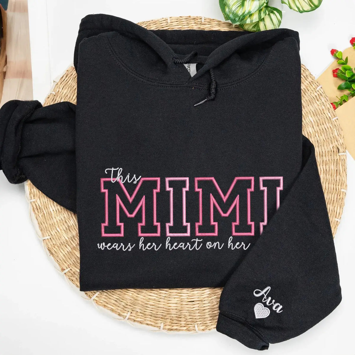 Custom Embroidered This Mimi Wears Her Heart on Her Sleeve Sweatshirt | Mother&