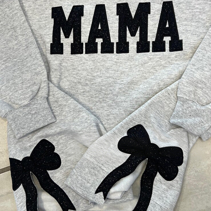 Custom Viral Side Bow Glitter MAMA Sweatshirt | Mother&