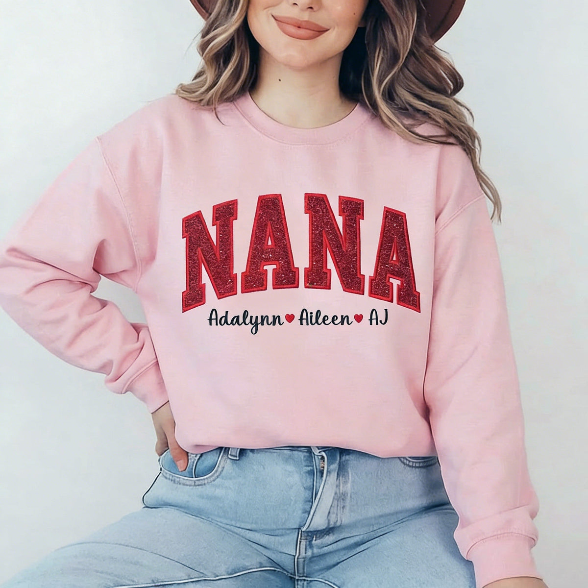 Custom Glitter Embroidered Mama and Babies Sweatshirt | Mother's Day Gift