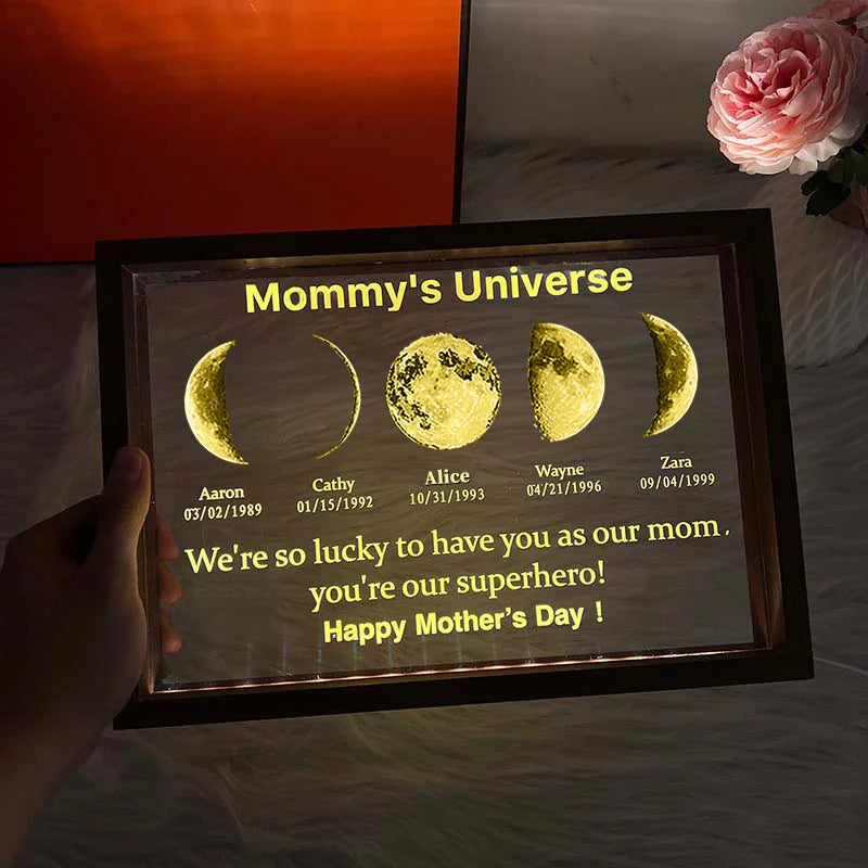 We Are So Lucky - LED Light Frame with Custom Text &amp; Date - Mommy’s Universe